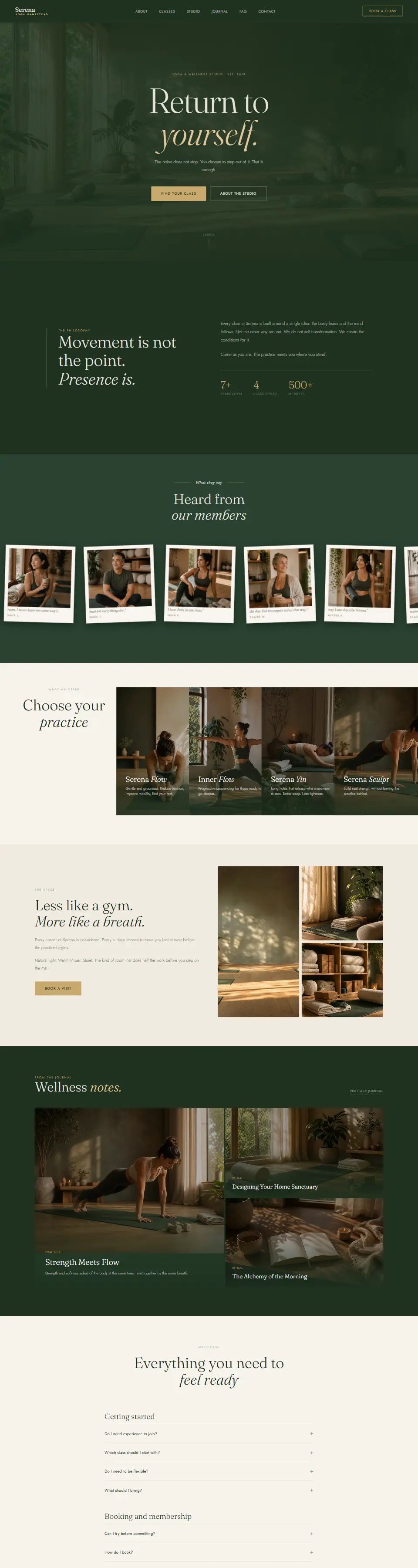 Serena Yoga website