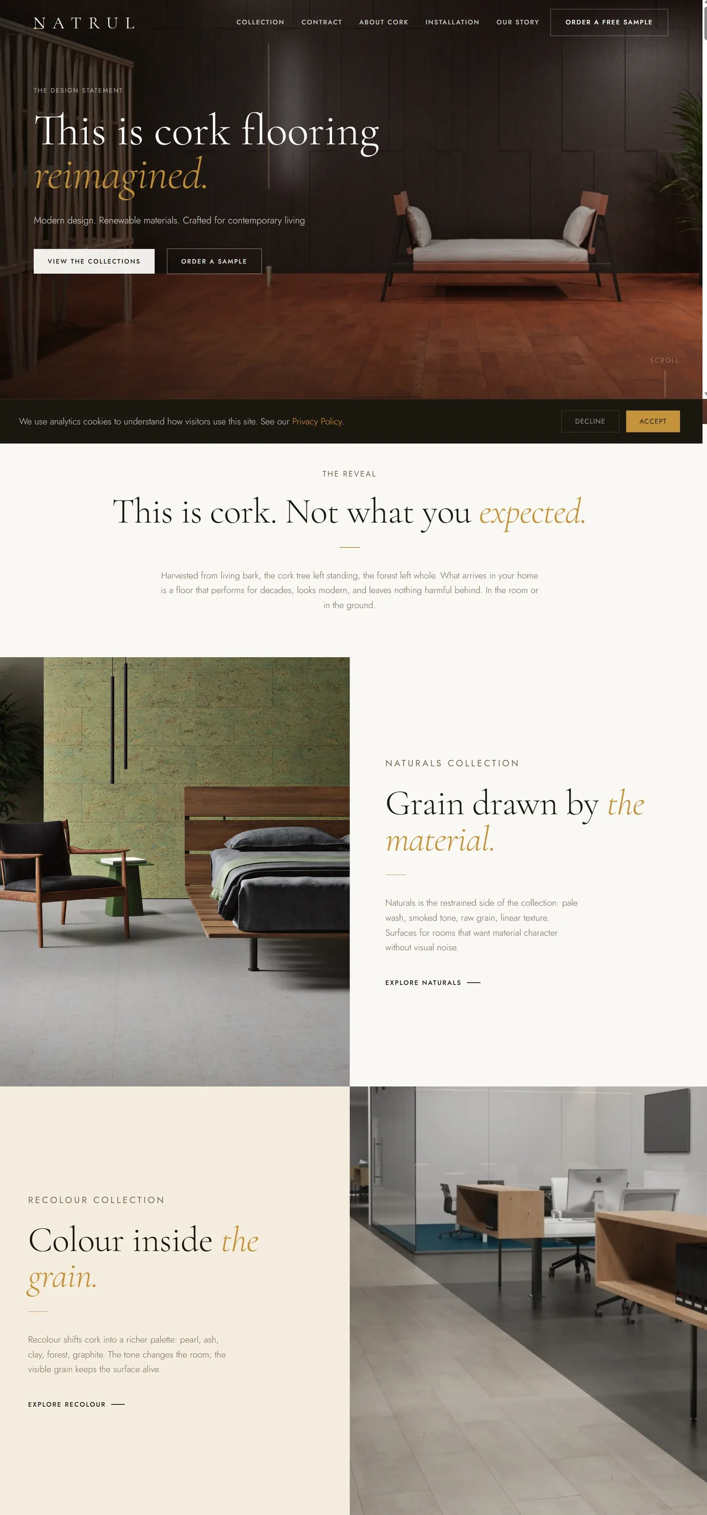 Natrul cork flooring ecommerce website