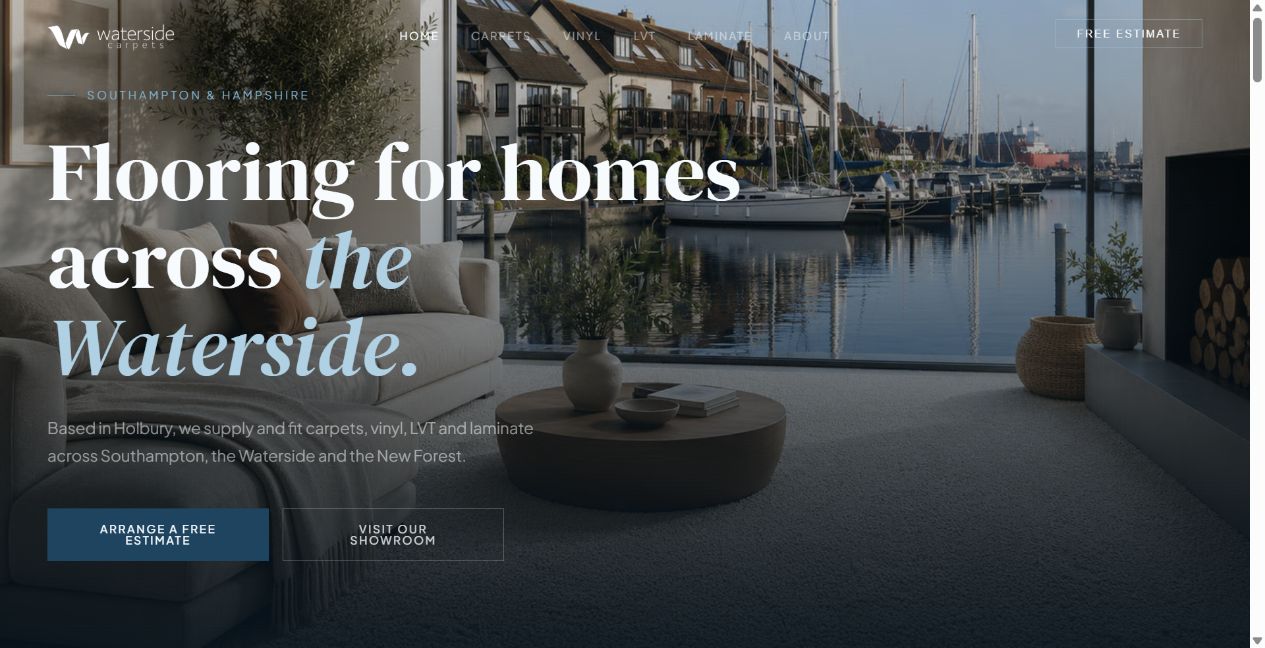 New Waterside Carpets website homepage