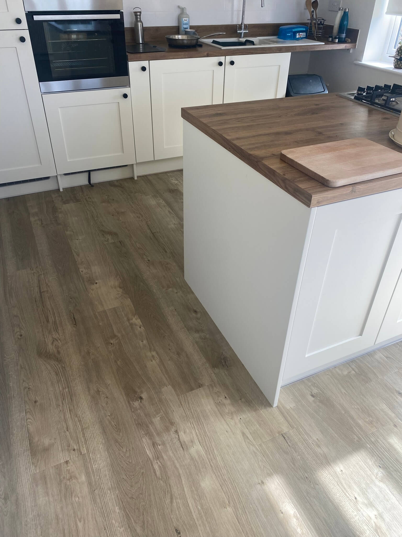 Kitchen with its original natural wood floor